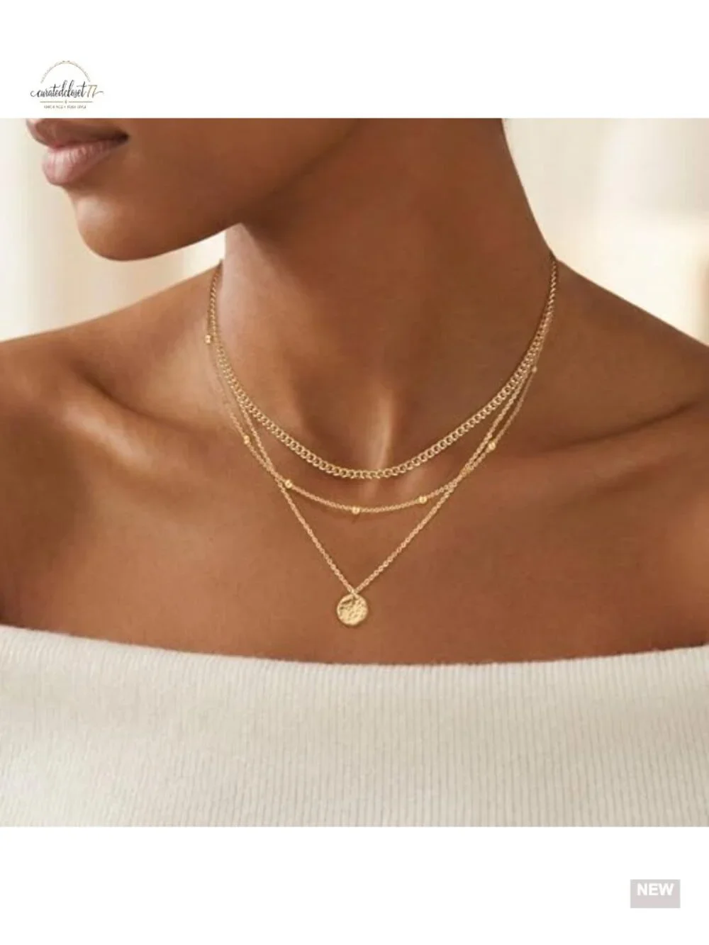Dainty 14K Gold Plated Layered Necklace Stack Set Pendant Necklace